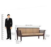 Fusta Solid Sheesham Wood 3 Seater Sofa (Walnut Finish)